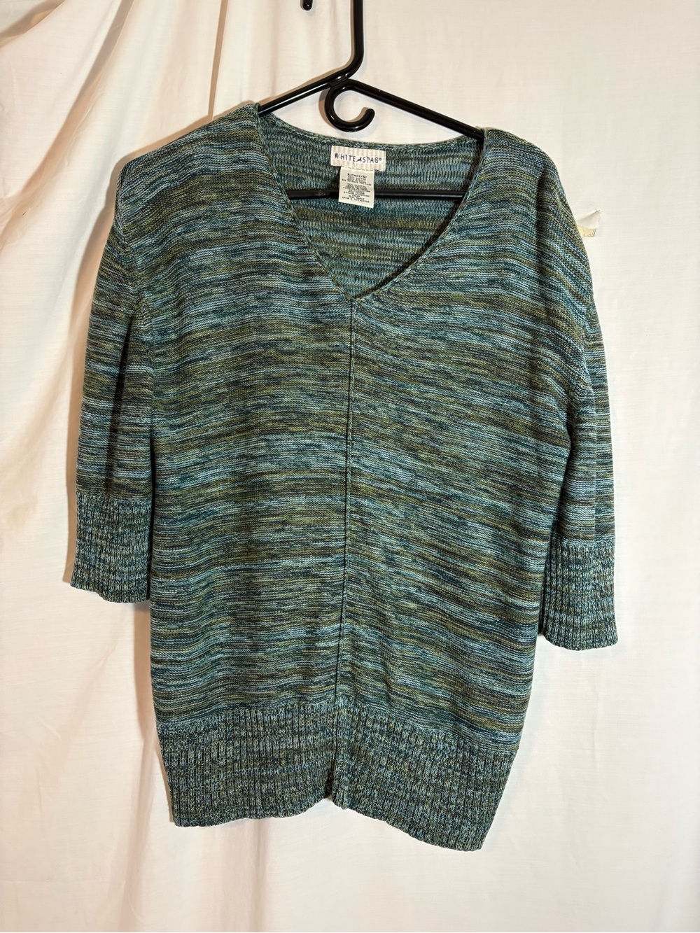 White Stag Teal & Olive Marled V-Neck Sweater